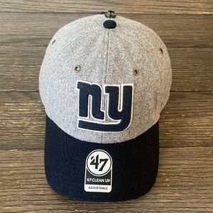 NWT New York NY Giants Hat Strap Back Two Tone Clean Up Navy Gray ‘47 Wool Blend